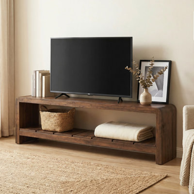Solid Wood TV Stand Fits TVs up to 55", Farmhouse Entertainment Center with Storage Shelf