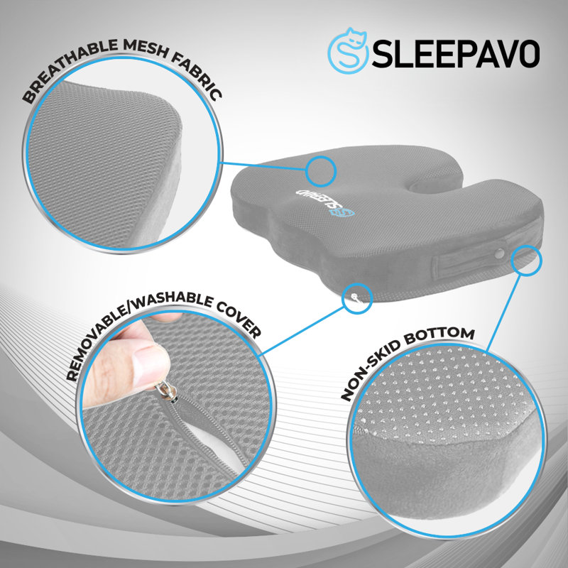 Gray Memory Foam U-Shaped Ergonomic Seat Cushion