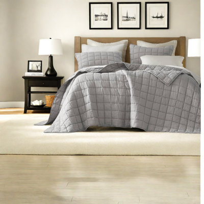 Premium Linen Bedding Sets, Grey Quilt With Modern Style For Home