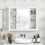 Armoire de rangement murale moderne avec miroir et 6 tablettes ouvertes pour salle de bain-1454279188