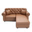 Canapé Chesterfield en similicuir de 63 pouces avec capitonnage à boutons, garniture cloutée, accoudoirs roulés et deux coussins décoratifs pour un confort intemporel et une élégance moderne.-183924617