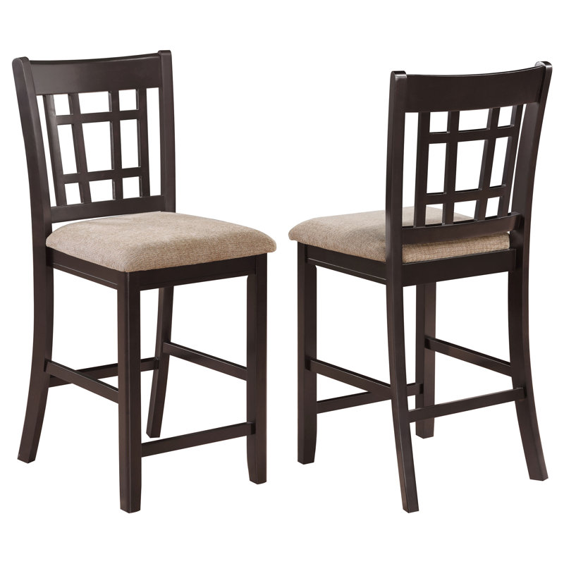 Guntersville Wood Counter Chair Tan and Espresso, Tan Cottoon Blend/ Espresso Frame