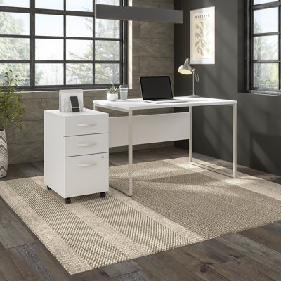 Hybrid Desk and 3 Drawer Mobile Pedestal