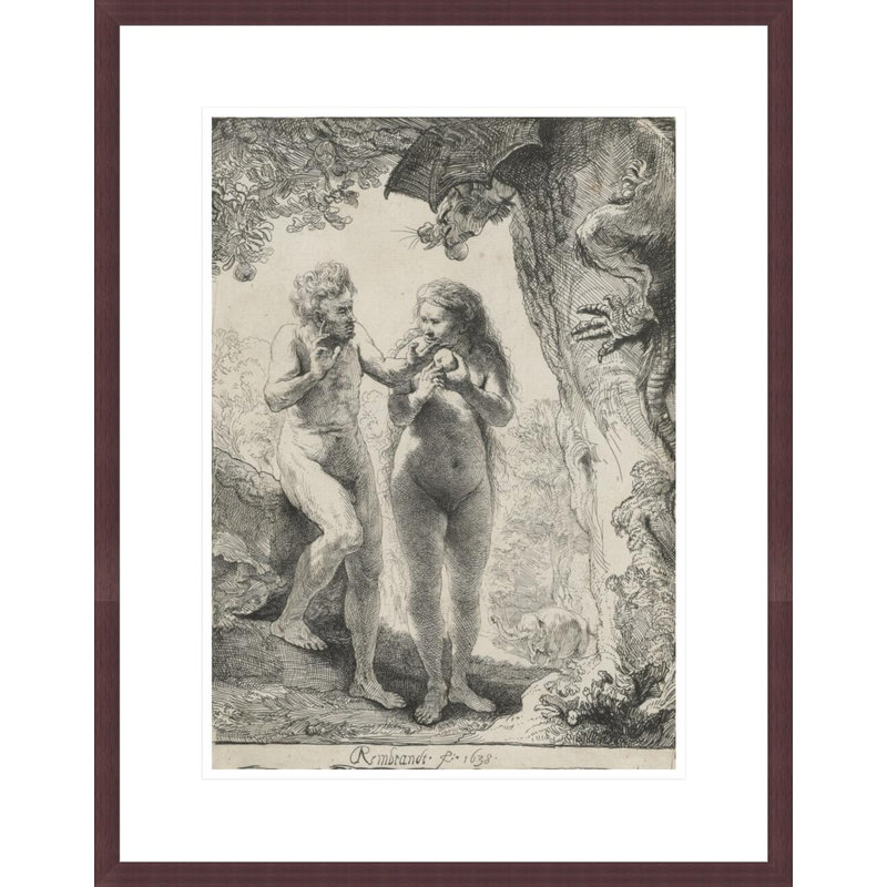 «Adam and Eve» par Rembrandt van Rijn - Reproduction giclée encadrée, H 21,75 po x l 17,14 po