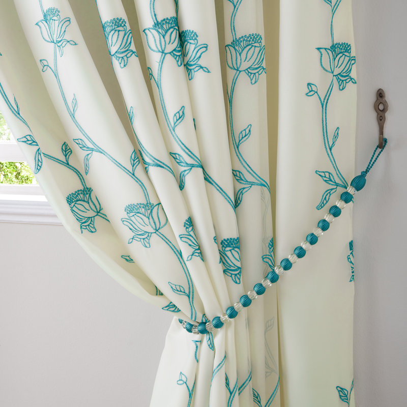 Cathryn Semi Sheer Curtain Pair, 140 W x 229 D cm, Teal