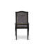 Ensemble de salle à manger 7 pièces en polyester avec 6 chaises modernes gris foncé, un dossier capitonné et une table de salle à manger au fini noir sablé.-2023048917