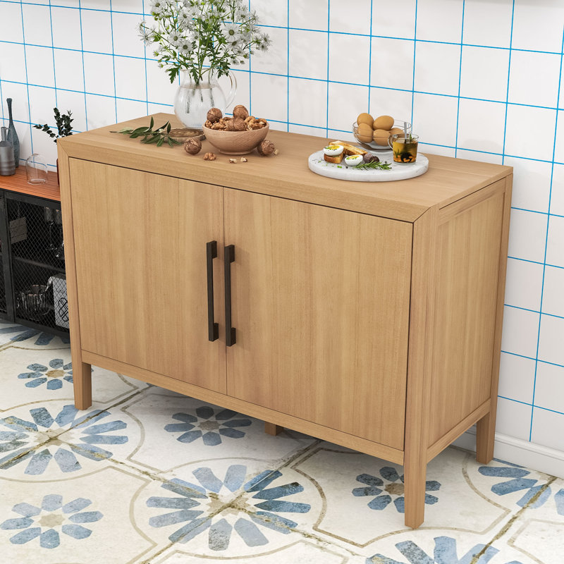 Sideboard Buffet with 2 Doors and Shelf, Natural