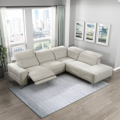 Odele Modern & Contemporary 2-Piece Chenille Power Reclining Sectional Sofa - with Power Headrest, Space-Saving Wall-Hugger Design, Adjustable Headres by Wrought Studio