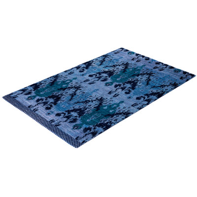 Tapis mauve en laine noué à la main de style moderne et contemporain Campo 5 pi 1 po x 8 pi 1 po