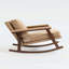 Chaise berçante d'appoint Mid-Century moderne avec structure en bois-1174378282