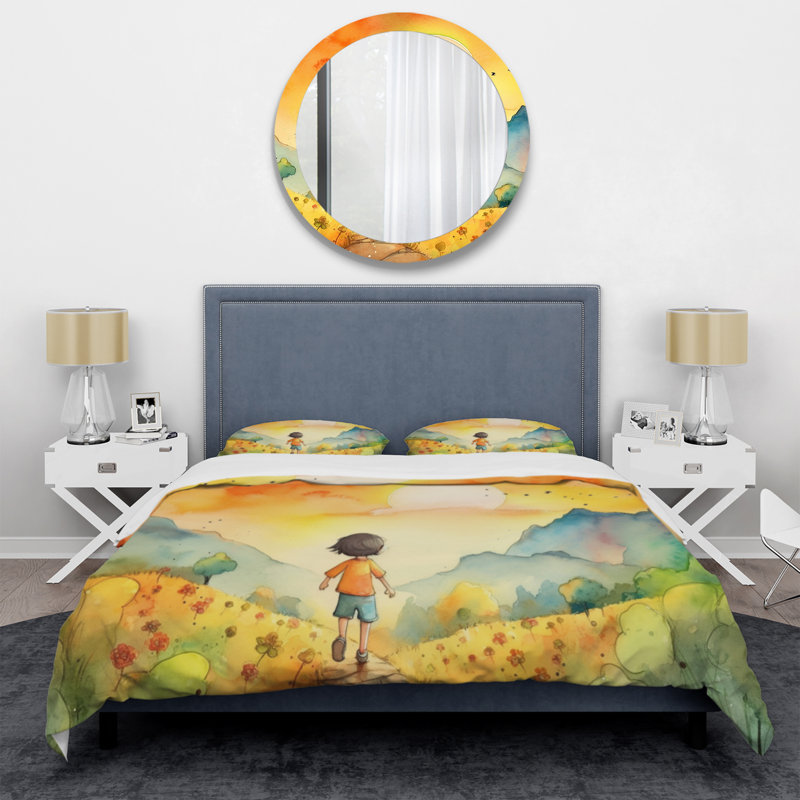 Ensemble de housse de couette en microfibre / polyester pour enfant, Housse de couette simple + 1 taie décorative stan