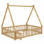Modern Tent-Shaped Teepee Floor Bed With Guardrails, Slats And Door-992922935-992922930