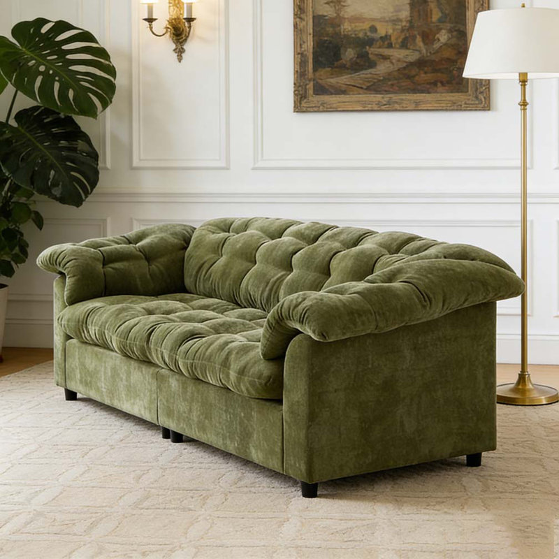 Canapé rembourré moelleux 94,8 po, Vert