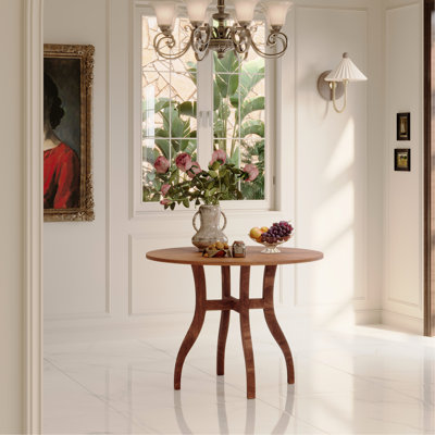 Table ronde en noyer de 39,4 po, plateau en bois massif, base à cannelures classiques, convient aux petites cuisines de 39,4 po, plateau de table fabriqué à la main, pieds fuselés, bons groupes