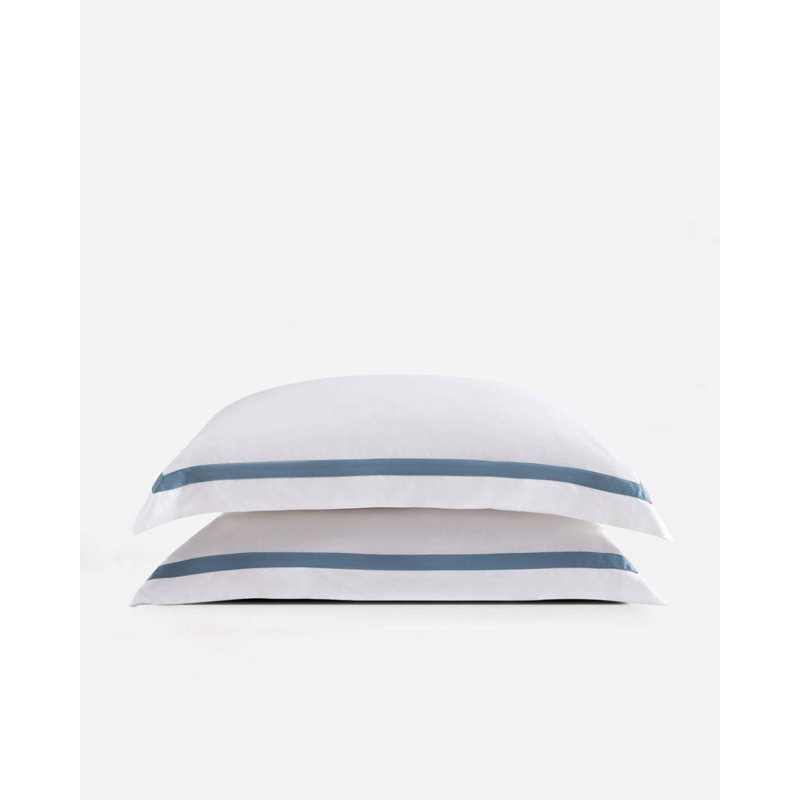 Frame Sham Set, King, White/Denim