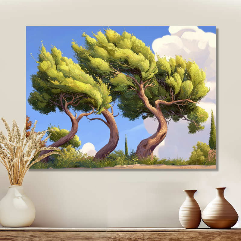 «The Swaying Cypress Pointillism XIII - Vangogh», impression sur métal, H 12 po x l 20 po