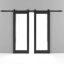 Porte de grange double robuste, verre transparent noir mat 2166 Lucia, ensemble de support de rail de 13 pi lourd-87388746