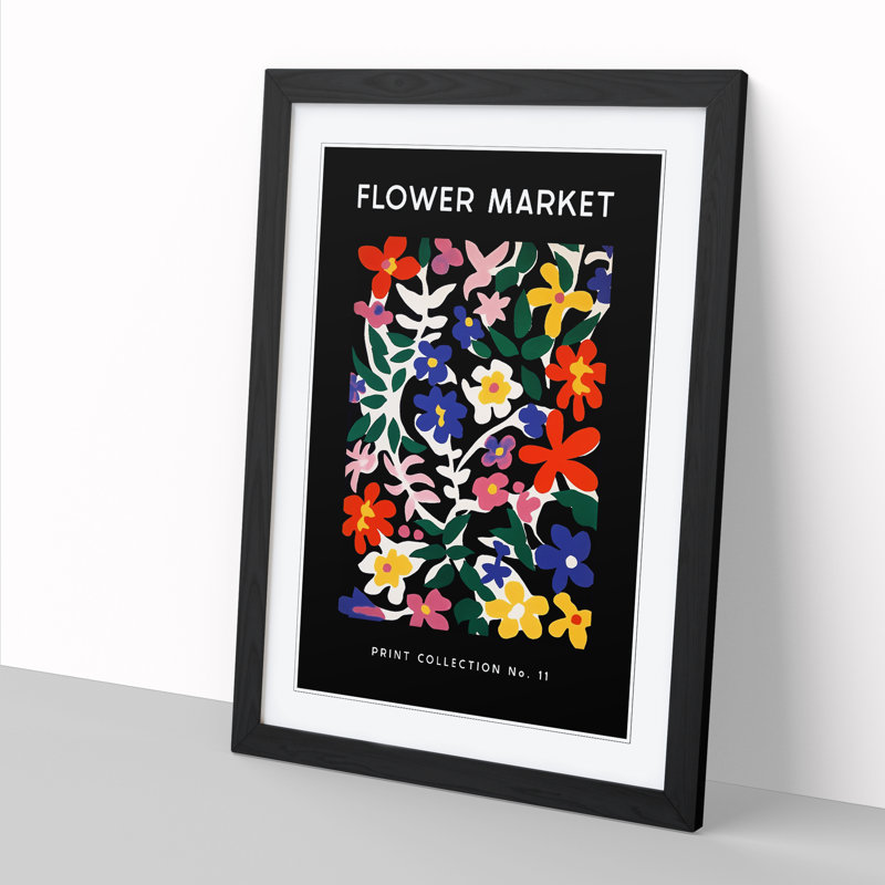 Flower Market Exhibition Black No.11 1 Piece Single Picture Frame Wall Art, 64cm H x 46cm W x 2cm D