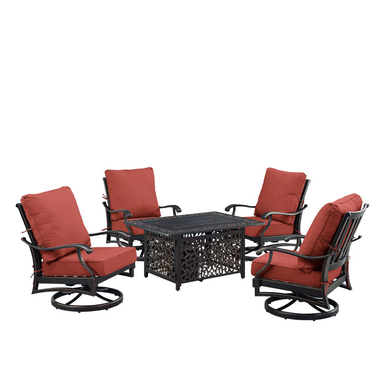Ensemble de conversation d'extérieur avec coussins 4 personnes Payj, Rouge