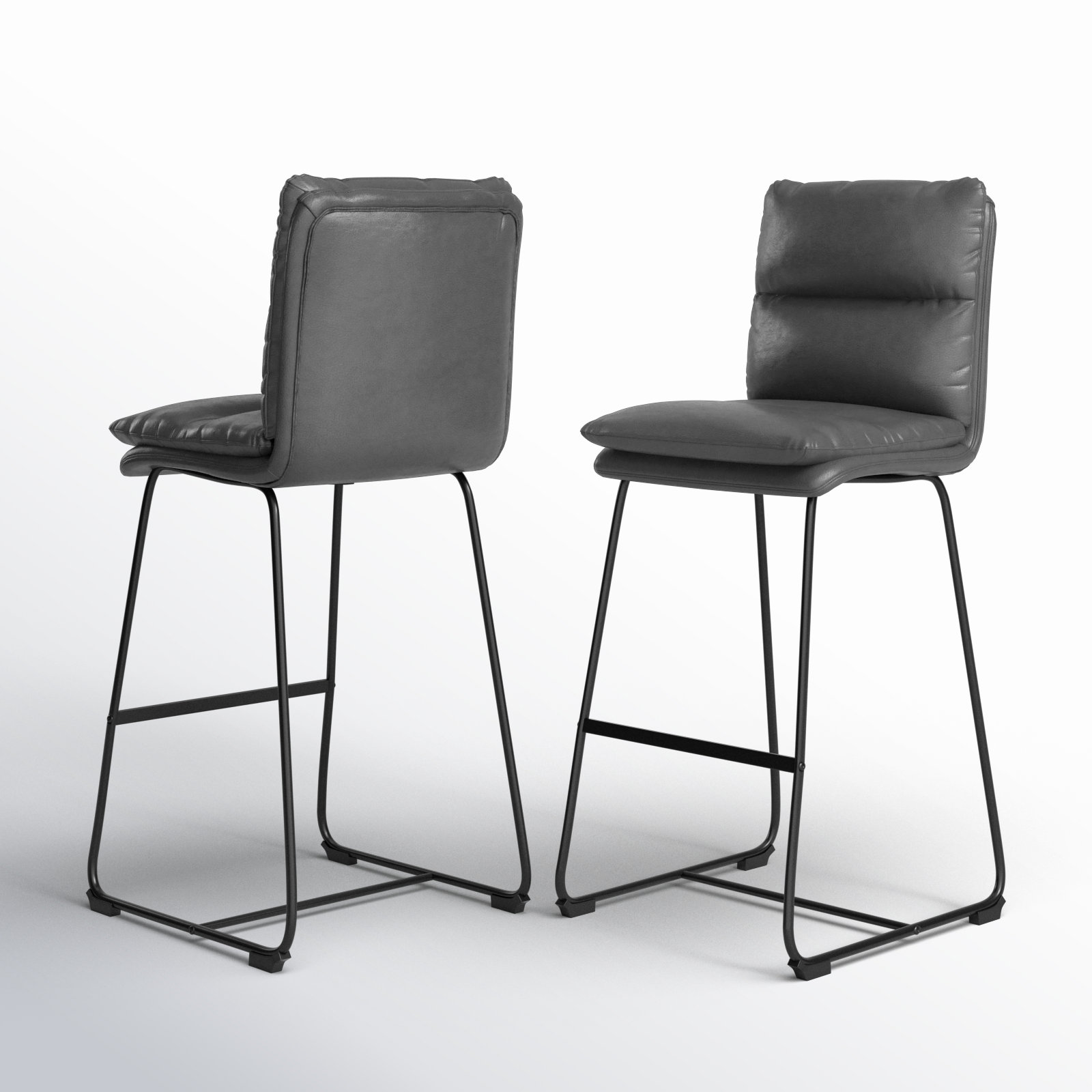 Volana Bar & Counter Stool, Grey Faux Leather, Bar Stool (30" Seat Height)