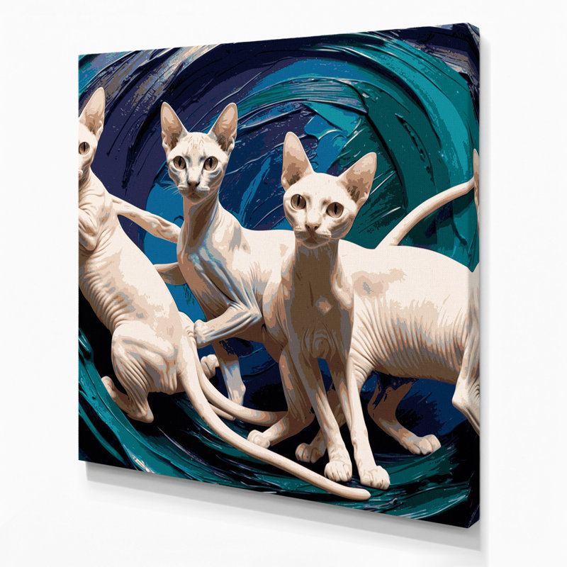 Cats Peterbald Gray Canvas Wall Art