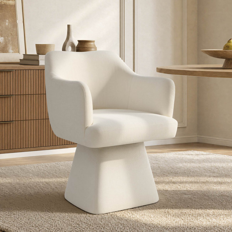 Chaise pivotante en tonneau avec accoudoirs (ensemble de 2), Beige