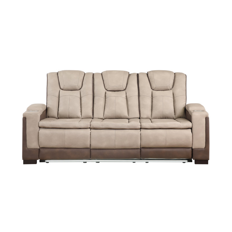 Imperial Power Reclining Sofa with Adjustable Headrests, USB Ports, Armrest Pocket Wireless Charging, and LED Lighting, Brown