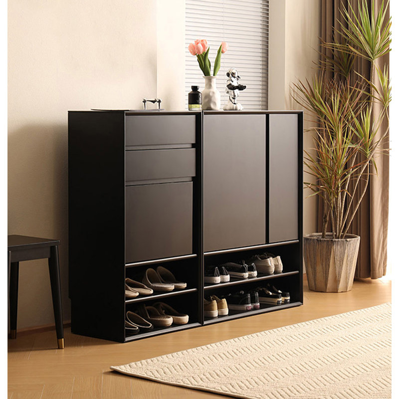 Minimalist modern multifunctional solid wood shoe cabinet