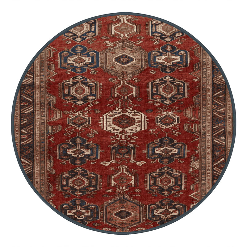 Tapis brun lavable à la machine, Rond 3 pi