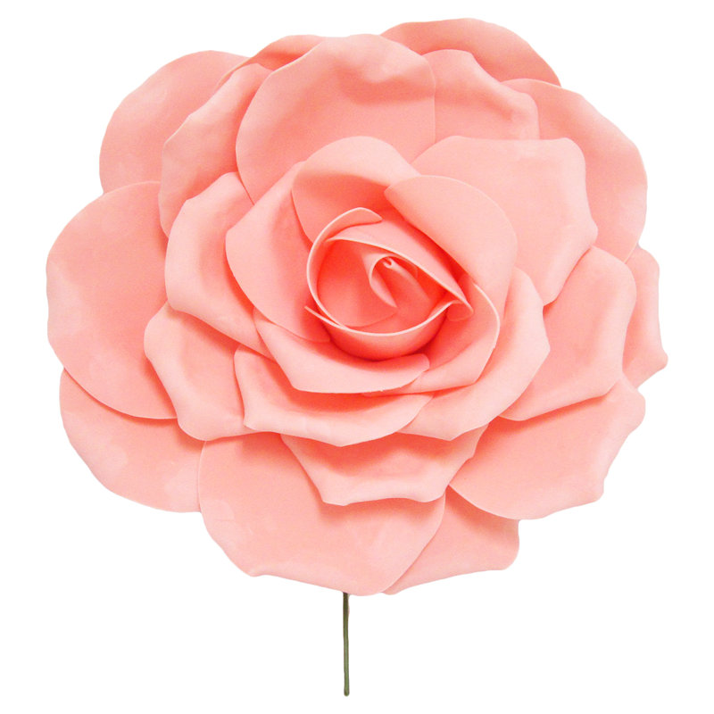 Grande tige rose en mousse, Rosé, H 20 po x l 20 po x 7,5 po