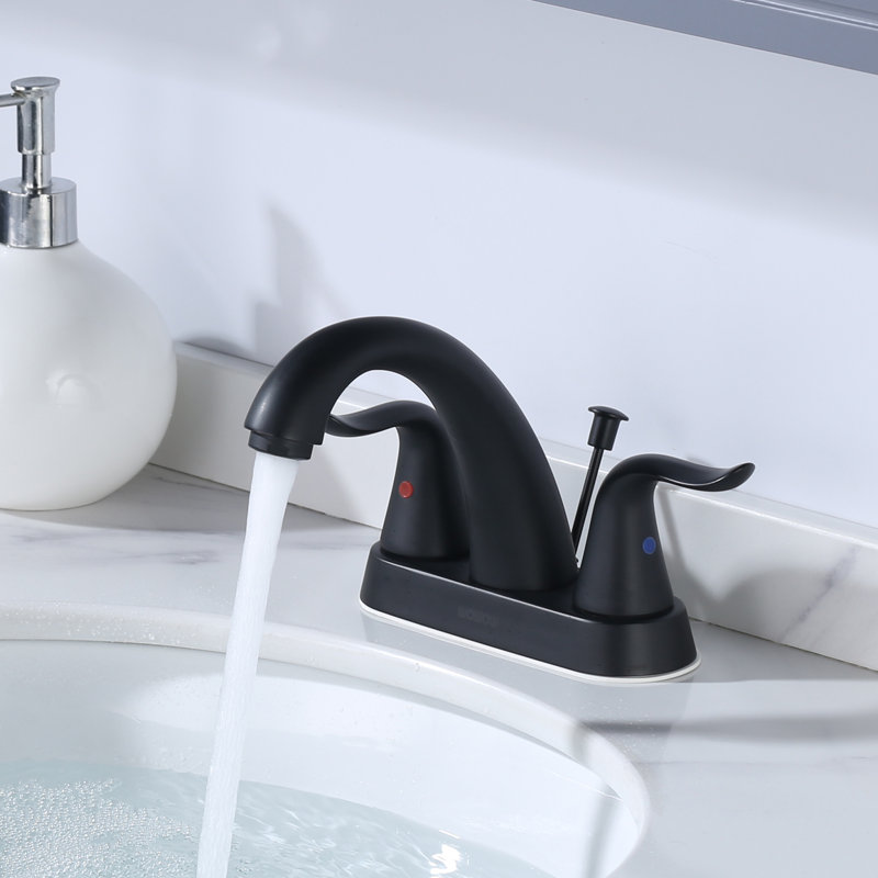 Centerset 2-handle Bathroom Faucet with Drain Assembly, Matte Black