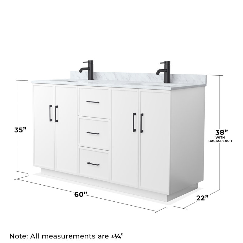 Ensemble de meuble-lavabo double 60 po Elan TK, Blanc, Noir mat
