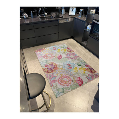 Tapis décoratif lavable à la machine rose