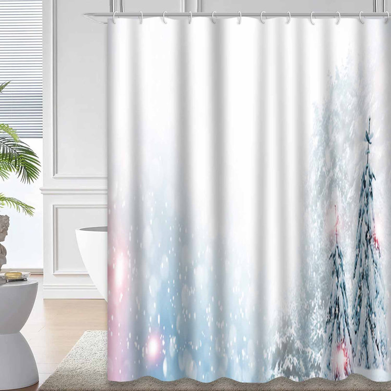Rideau de douche de Noël avec 12 crochets Winter Forest, L 72 po x l 78 po