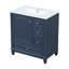 Meuble-lavabo autoportant de 30 po avec lavabo simple en céramique, une porte avec tablette et 3 tiroirs-698145614