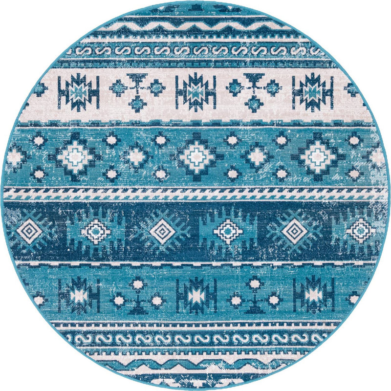 Geometric Indoor Rug, Round 5'3"