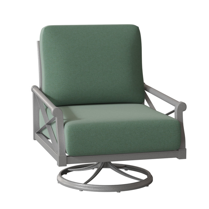 Chaise berçante avec coussins Andover, Toile toile Sunbrella® Bird's Eye, Finition étain