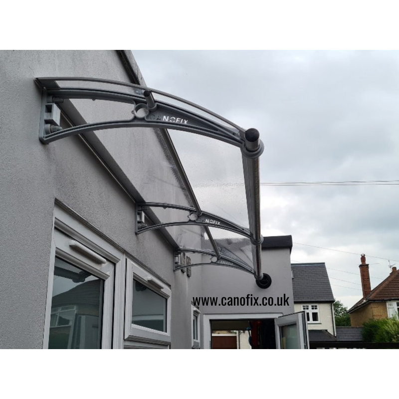 Mettawa 2m Width x 065m Depth Door Canopy Grey-Bracket Clear-Sheet