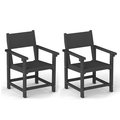2-person Patio Dining Armchair Poly Chair Patio Chair All-Weather Poolside (Set of 2)
