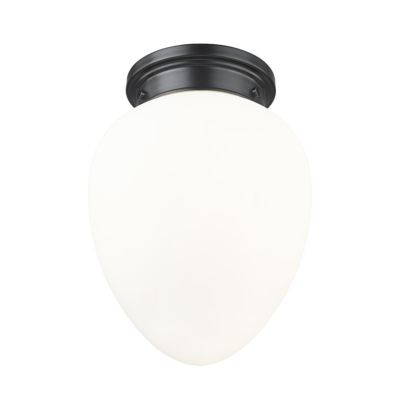 Jevone Glass Flush Mount, 13.5" H x 10" W x 10" D, Matte Black