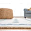 Tapis en laine / coton ivoire / bleu touffeté à la main à pois-87911898