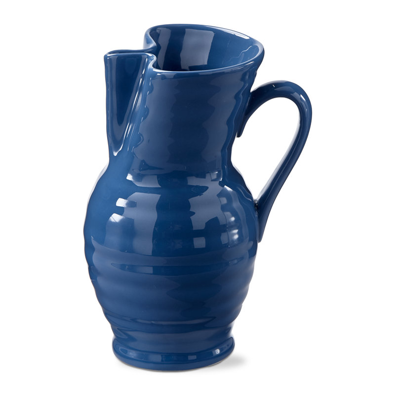 Cengiz Modern Abstract Blue Garden Pitcher, 9.5"