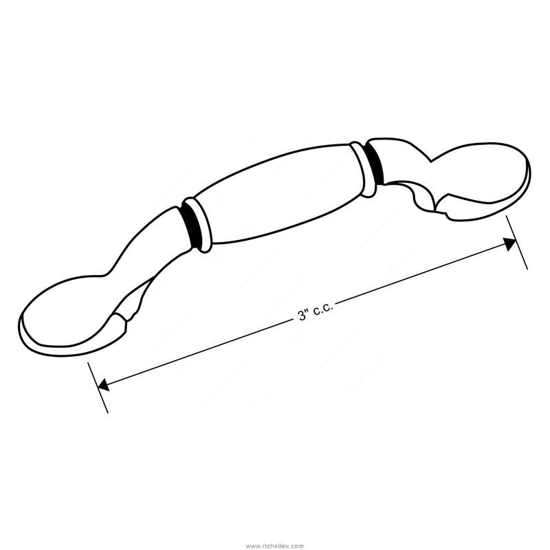 Expression 3" Center to Center Arch Pull, Brass/White