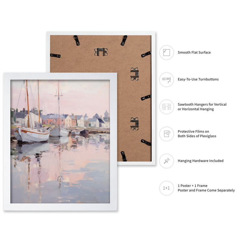 Voiliers dans le port n ° 2, Affiche, Encadrement blanc, H 08 po x l 10 po