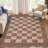 Washable Scalloped Rug Modern Checkerboard Rug Non Slip, Soft Non Shedding Thin Carpet, Indoor Low Pile Foldable Carpet, Contemporary Printed Mat for Living Room Bedroom-998002736