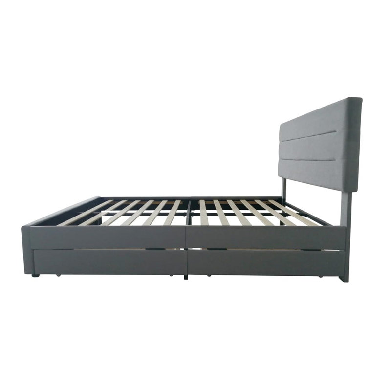 Upholstered Storage Bed, Double (4'6), Grey