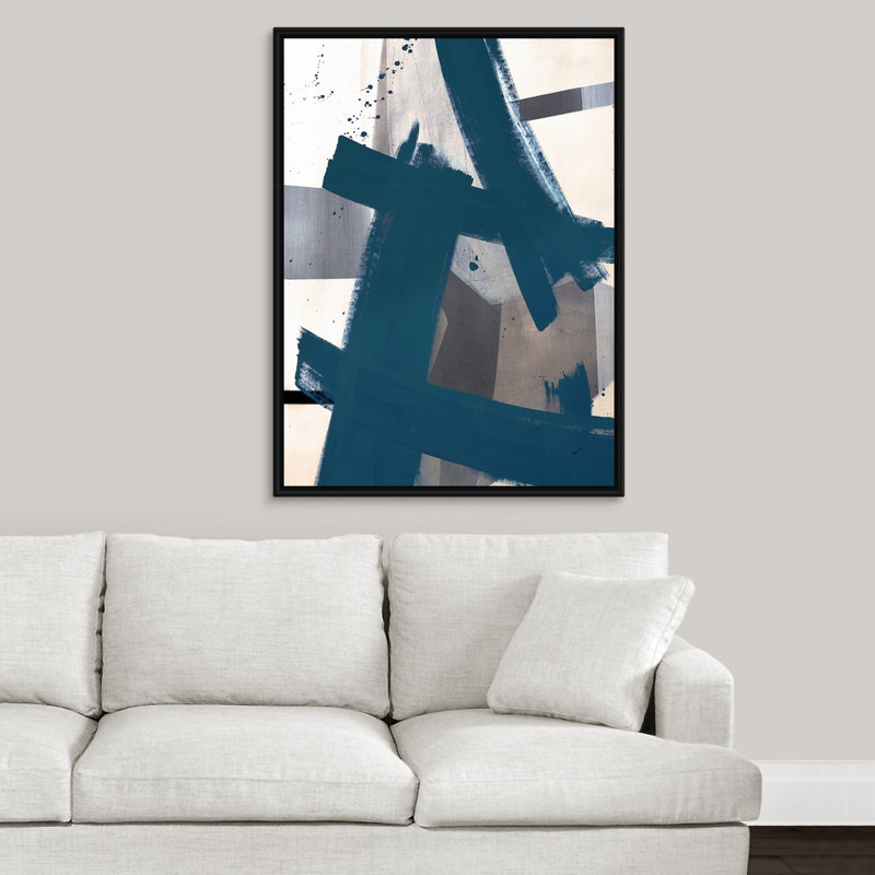 « acceptant le contrôle », peinture sur toile, Cadre flottant noir, H 41,7 po x l 31,7 po x P 1,75 po