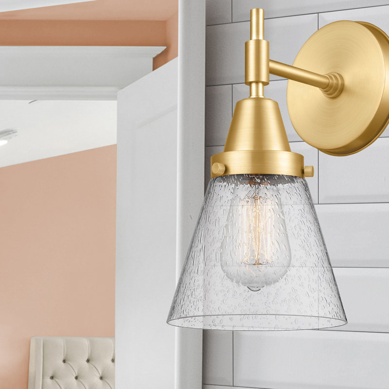 Gayle Steel Armed Sconce, Seedy, Incandescent, Satin Gold