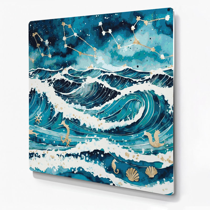 Art mural en métal Coastal Coastal Zodiac Plus, H 8 po x l 8 po