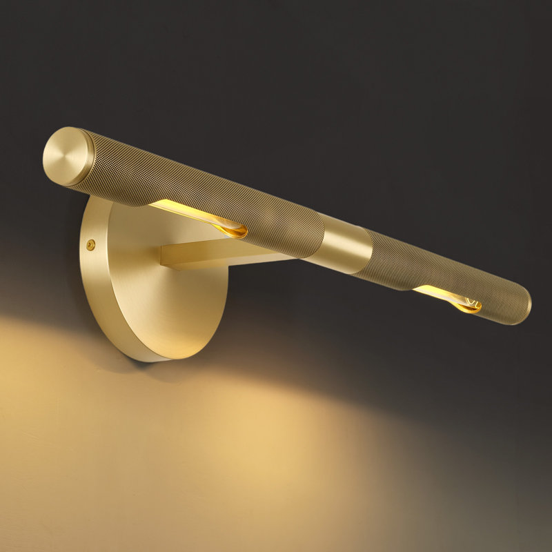 Dimmable Wall Sconce 360° Rotatable Picture Light (Bulbs Included), 24" H x 24" W x 3" D, Brass